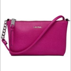 Calvin Klein Mercury Leather Crossbody Magenta